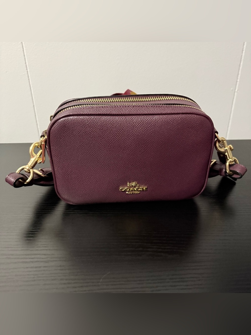 Coach Jes 20 Crossbody Plum Raisin Crossgrain Leather Camera Bag